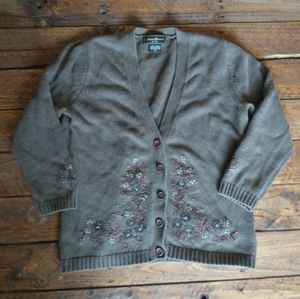 Cropped Embroidered Cotton Cardigan